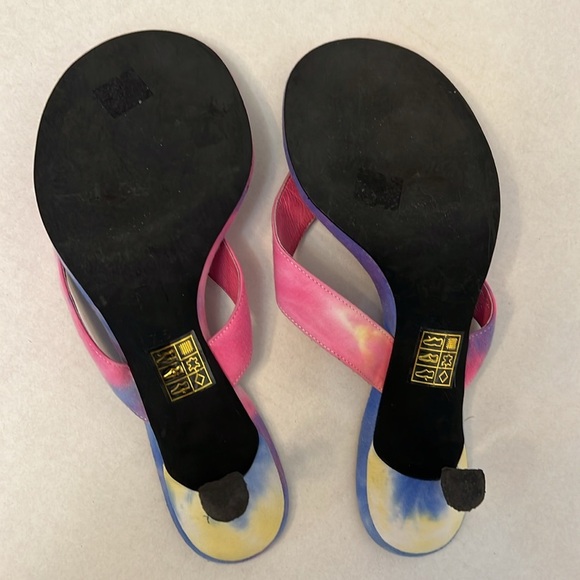 Y2K JEFFREY CAMPBELL COLORFUL TIE-DYE LEATHER  KITTEN HEELS 7.5 - Picture 8 of 16